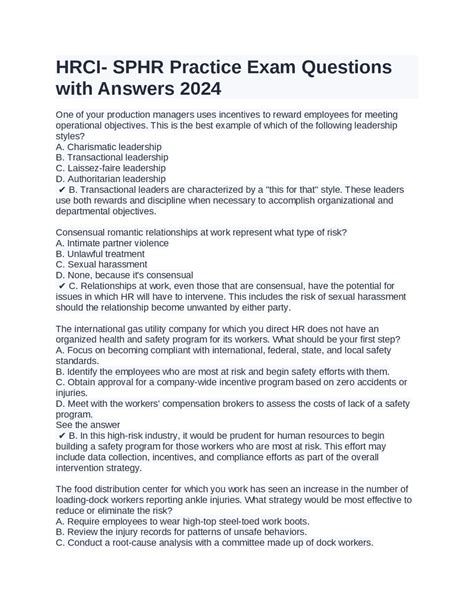 sphr practice questions 2024